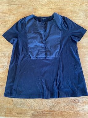 COS Scalloped Button Short Sleeve Top